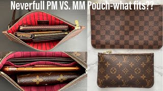 Louis Vuitton Neverfull MM VS PM Pouch Review What fits How to use them [upl. by Smith]