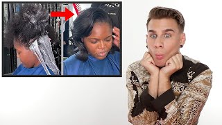 Hairdresser Reacts To Relaxer Treatment Satisfying [upl. by Hsuk]