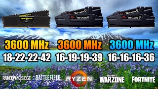 3600MHz 18222242 vs 3600MHz 16191939 vs 3600MHz 16161636 with 3900X  RAM Comparison Test [upl. by Joline]