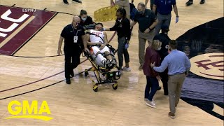 College basketball player collapses on court l GMA [upl. by Angelina891]