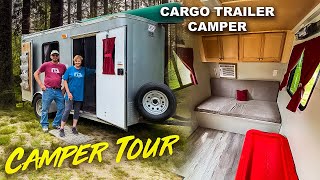 LOW COST  Cargo Trailer Camper DIY Conversion TOUR [upl. by Gapin33]