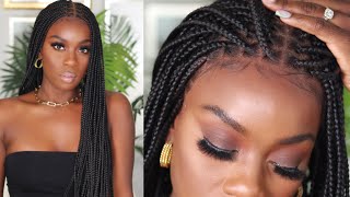 MOST REALISTIC KNOTLESS BOX BRAID WIGft NEATampSLEEK [upl. by Sudoeht449]