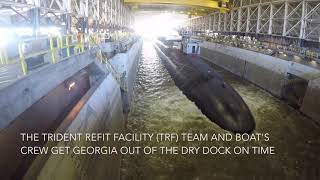 USS Georgia SSGN 729 undocks from Trident Refit Facility [upl. by Adigun]