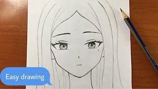 Easy anime drawing  how to draw anime girl easy stepbystep [upl. by Ahsiret291]