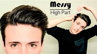 Messy High Part Hairstyle  Quick amp Easy Mens Hair Tutorial [upl. by Nirahs687]