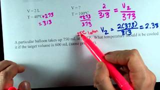 Charles Law  Volume and Temperature  V1T1V2T2 [upl. by Eanram715]