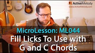 2 Easy Fill Licks to use With a G and C Chord  Easy Lead Guitar Lesson  ML044 [upl. by Brynna212]