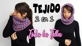 CUELLO y CAPUCHA 2 en 1 Tejido a Crochet TODAS LAS TALLAS muy fácil  Moda Crochet Maritza [upl. by Burnard]