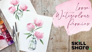 How to Paint Loose Watercolour Peonies [upl. by Arada]