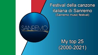 Festival Di Sanremo  My Top 25 Songs 2000  2021 [upl. by Siloam]