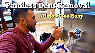 Removing Dent from A Refrigerator Door Using Amazons Best Selling Kit Its a How To and Review [upl. by Acul]