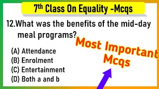 On Equality Class 7 MCQs Questions with Answers  MCQ On Equality Chapter 1 Civics Class 7 [upl. by Nallac177]