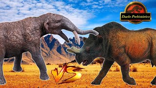 Gomphotherium VS Megacerops  Duelo Prehistórico [upl. by Swinton]