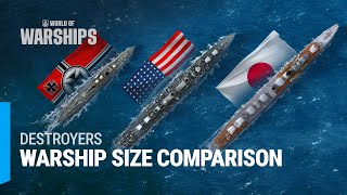 Warships Size Comparison Destroyers  World of Warships [upl. by Nwahsit]