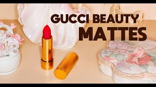 NEW Gucci Beauty Matte Lipsticks Review and 8 Swatches [upl. by Neiluj]