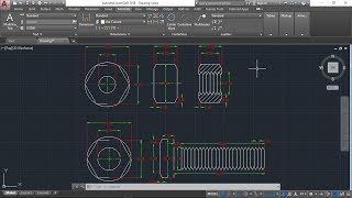 AutoCAD 2D how to draw bolt and nut autoCAD training part1 [upl. by Oicaroh]