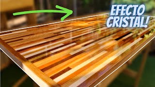 TUTORIAL 🔅Acabado CRISTAL con resina EPÓXICA TABLERO de MADERA con EPOXY [upl. by Albers986]