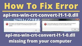 How to Fix apimswincrtconvertl110dll Error  110dll missing  By Guru Pakistani [upl. by Rania772]