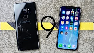 Samsung Galaxy S9 Plus vs iPhone X Drop Test [upl. by Ocirred]