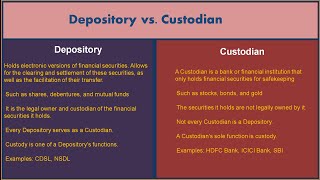 6  Depository Vs Custodian  Stock Market [upl. by Emerson]