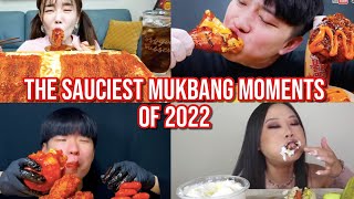 the SAUCIEST mukbang moments of 2022 [upl. by Haimerej146]