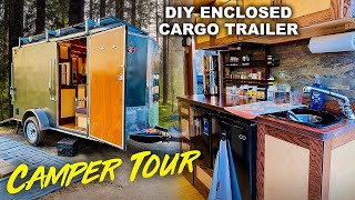 FULL TOUR  Cargo Utility Trailer Camper Toy Hauler Conversion Build Out  Stealth OffGrid Camping [upl. by Ativad858]