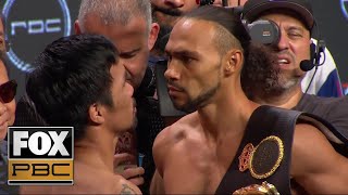 Manny Pacquiao and Keith Thurman face off before their massive title fight  WEIGHINS  PBC ON FOX [upl. by Hilde]