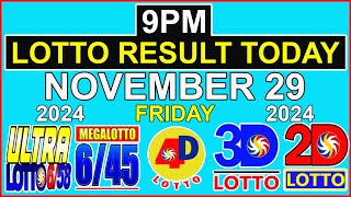 Lotto Result Today 9pm November 29 2024 PCSO [upl. by Previdi]