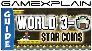 New Super Mario Bros U  Sparkling WatersGiant Skewer Tower Star Coins Guide [upl. by Gelasias]