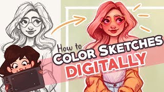 HOW TO COLOR YOUR SKETCHES DIGITALLY Photoshop Tutorial [upl. by Akimrej613]