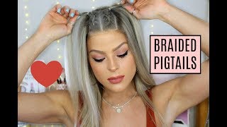 HAIR TUTORIAL  Braided Pigtails  Valerie pac [upl. by Yelsnya]