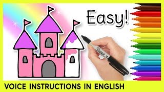 How to Draw a CASTLE Easy Drawings for Kids [upl. by Iliak]