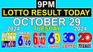 9pm Lotto Result Today October 29 2024 PCSO [upl. by Yrtua522]