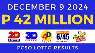 Lotto Result Today 9pm December 9 2024 PCSO [upl. by Adekan659]