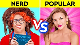 POPULAR VS NERD STUDENT FOR 24 HOURS How To Become Popular At School Comedy by 123 GO CHALLENGE [upl. by Atikel]