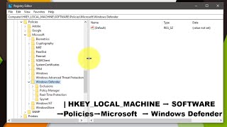 Windows Defender Disableantispyware Missing in Registry EnableDisableCreate New [upl. by Anelac]