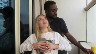 Come chill with us  interracial couple black man white women dating waiting for food [upl. by Duffy330]