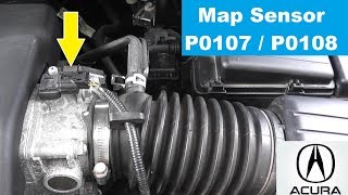 Acura TL Map Sensor Testing and Replacement P0107  P0108 [upl. by Darooge]