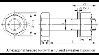 Engineering Drawing How to draw the projection of Hexagon nut and bolt [upl. by Aiahc]