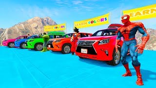 LEARN COLOR SUV CARS in RIVER Racing with Superheroes cartoon for babies [upl. by Routh]