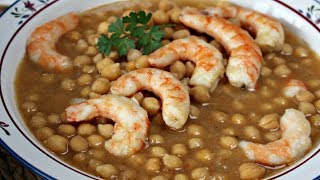 Garbanzos con langostinos Facil y muy rica ¡Aninmate a verla [upl. by Hutchings]