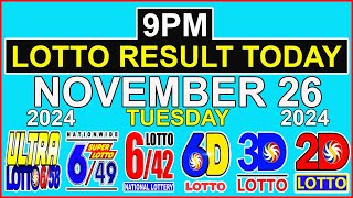 Lotto Result Today 9pm November 26 2024 PCSO [upl. by Lamonica]