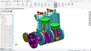 Solidworks tutorial  Design of Two Cylinder Engine in Solidworks [upl. by Ynagoham]