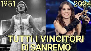 TUTTI I VINCITORI DEL FESTIVAL DI SANREMO DAL 1951 AL 2022  Maneskin Marco Mengoni e Due Vite [upl. by Enyaw]