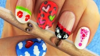 6 Nail Art Designs Nail Tutorial Using Toothpick as a Dotting Tool [upl. by Leopoldeen899]