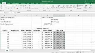 Cuota préstamo y tabla de amortización [upl. by Nereus592]