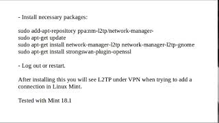 Linux Mint L2TP VPN Tutorial  Easy Setup  Configuration  Guide  Howto [upl. by Thalassa]