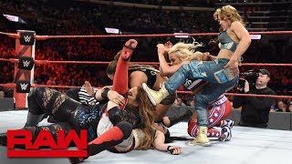 Nia Jax Natalya Banks Bayley amp Ember Moon vs Bliss James amp Riott Squad Raw April 24 2018 [upl. by O'Conner]