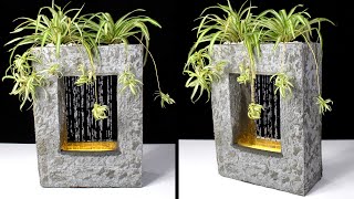 DIY Concrete RainFall Fountain Planter Pot ⛲ Cement Craft Ideas [upl. by Enoyrt67]