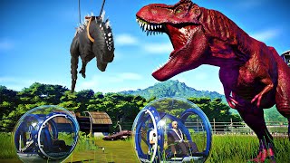 Jurassic World Evolution  Humans Vs All Carnivores Dinosaurs Fighting  Claires Sanctuary [upl. by Neo]